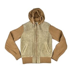 Sundance Jacket Womens Size Medium‎ Brown Cowsplit Front Hooded